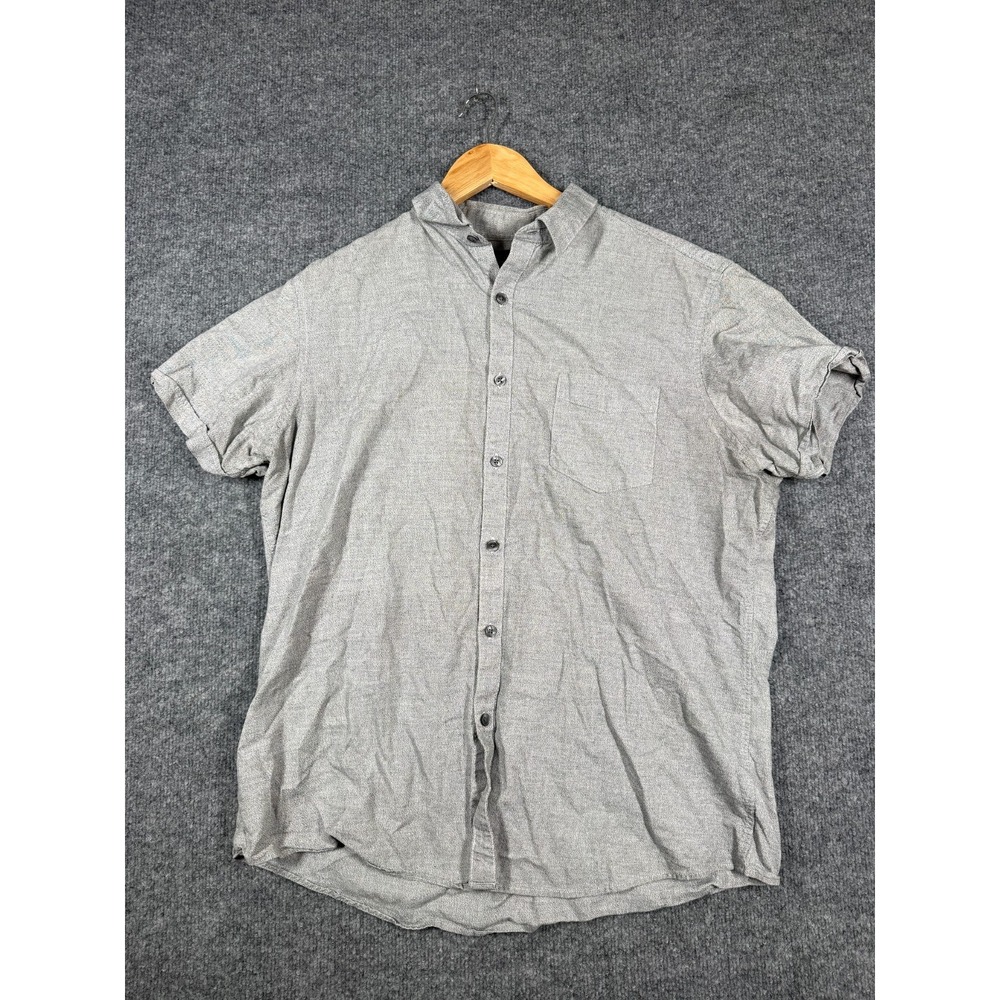 Marc Anthony Shirt Men XL Gray Button Up Slim Fit Short Sleeve Summer Minimalist